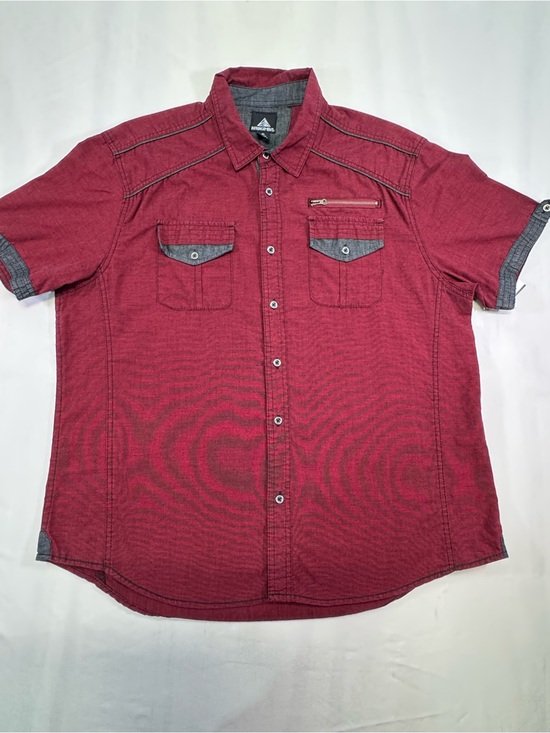 infringement Other - Burgundy Short-Sleeve Button-Down Shirt